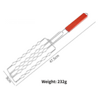 5PCS BBQ Sausage Grilling Basket Set - Heavy Duty Iron Grill Basket with Wooden Handle and 4 Stainless Steel Skewers, Reusable Hot Dog BBQ Cooking Tools for Camping and Outdoor Use