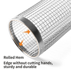 5-Piece Stainless Steel 360° Rolling Grill Basket Kit - Large 30 x9cm Rotating BBQ Mesh Cylinder with Locking Lid and Grill Accessories for Outdoor Camping