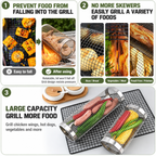5-Piece Stainless Steel 360° Rolling Grill Basket Kit - Small 20 x9cm Rotating BBQ Mesh Cylinder with Locking Lid and Grill Accessories for Outdoor Camping