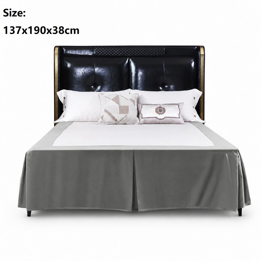 Grey 137x190x38cm Elastic Bed Skirt - Thickened Polyester Fitted Valance with Double-Layer High-Stretch Band, Wrinkle-Resistant Drop