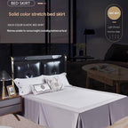 Grey 152x203x38cm Elastic Bed Skirt - Thickened Polyester Fitted Valance with Double-Layer High-Stretch Band, Wrinkle-Resistant Drop
