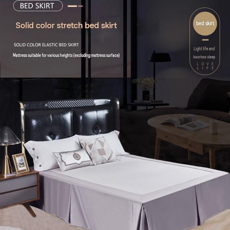 Black 152x203x38cm Elastic Bed Skirt - Thickened Polyester Fitted Valance with Double-Layer High-Stretch Band, Wrinkle-Resistant Drop