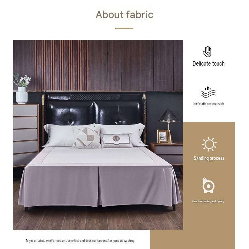 Black 152x203x38cm Elastic Bed Skirt - Thickened Polyester Fitted Valance with Double-Layer High-Stretch Band, Wrinkle-Resistant Drop