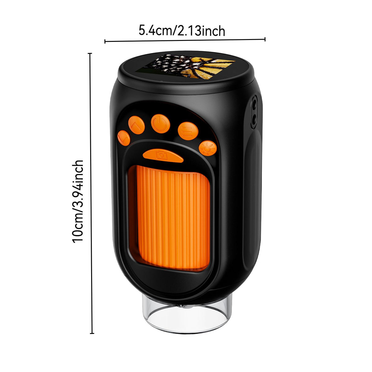 Black orange Portable Digital Microscope - 1000x Magnification, 1.54 Inch Screen, 8 LED Lights, Photo & Video Recording, STEM Science Exploration Tool，Suitable as a gift