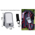 Solar Camping Lantern with Clip Grey- 2000mAh USB and Solar Rechargeable, Waterproof Portable Tent Light with Digital Display for Outdoor Hiking Emergency