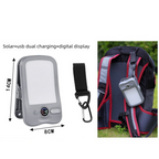 Solar Camping Lantern with Clip Grey- 2000mAh USB and Solar Rechargeable, Waterproof Portable Tent Light with Digital Display for Outdoor Hiking Emergency