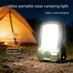 Solar Camping Lantern with Clip Grey- 2000mAh USB and Solar Rechargeable, Waterproof Portable Tent Light with Digital Display for Outdoor Hiking Emergency