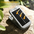 Solar Camping Lantern with Clip Grey- 2000mAh USB and Solar Rechargeable, Waterproof Portable Tent Light with Digital Display for Outdoor Hiking Emergency