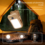 Solar Camping Lantern with Clip Grey- 2000mAh USB and Solar Rechargeable, Waterproof Portable Tent Light with Digital Display for Outdoor Hiking Emergency