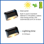 4 Pack Solar Step Lights (White light)- Outdoor LED Fence and Deck Lights with Auto Dusk Activation, 8-10 Hour Lighting for Stairs, Garden, Patio and Pathways