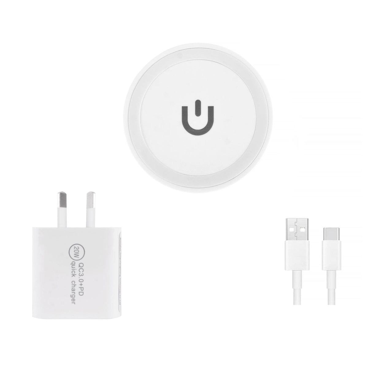 20W USB-C & USB-A Fast Charging Wall Charger + 15W Qi Wireless Charging Pad – Dual-Mode Power Kit