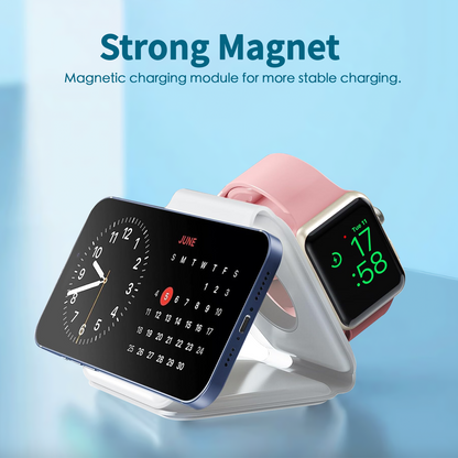 3 in 1 Wireless 15W Qi Fast Charging Foldable Station for Apple Mag Safe