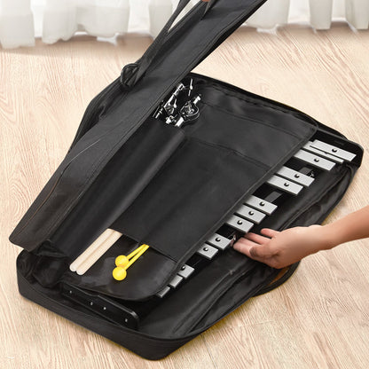 32 Note Glockenspiel Xylophone Bell Kit, Professional Percussion Instrument Set with Mallets, Drum Sticks, Music Stand, Adjustable Stand and Carrying Bag for Students & Adults
