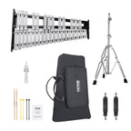 32 Note Glockenspiel Xylophone Bell Kit, Professional Percussion Instrument Set with Mallets, Drum Sticks, Music Stand, Adjustable Stand and Carrying Bag for Students & Adults
