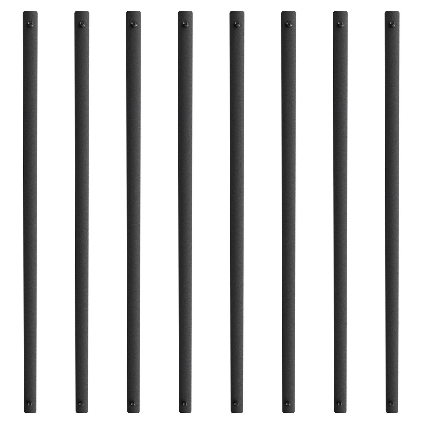 Staircase Metal Balusters, 38'' x 1'' Flat Aluminum Alloy Decorative Banister Spindles, 72 Pack Deck Baluster with Screws, Classic Hollow Deck Railing Satin Black Powder Coated for Porch