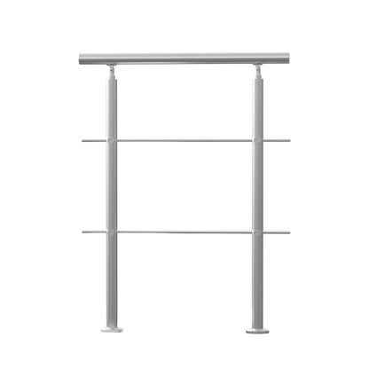 VEVOR Handrails for Outdoor Steps, 31.5in Length 2 Crossbars Stair Hand Rail Kit, Transitional Stainless Steel Railings w/ Installation Kit, Double-column Staircase Handrails for Seniors,Porch & Deck