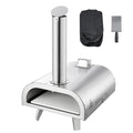 Pizza Oven Outdoor, 12" Pellet Pizza Oven, Portable Pizza-Stove with Built-in Thermometer, Wood Fired Stainless Steel Pizza-Maker, for Backyard, Camping, Pizza-Stone, Shovel, Carry Bag, Silver