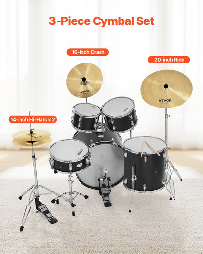Cymbal Pack, 3 Pieces Cymbals for Drum Set, Alloy Cymbals Drum Set Includes 35.5 cm Hi-Hats, 40 cm Crash, 50.5 cm Ride, Drumsticks & Cymbal Bag, Alloy Cymbal Pack for Drummer, Bright Copper