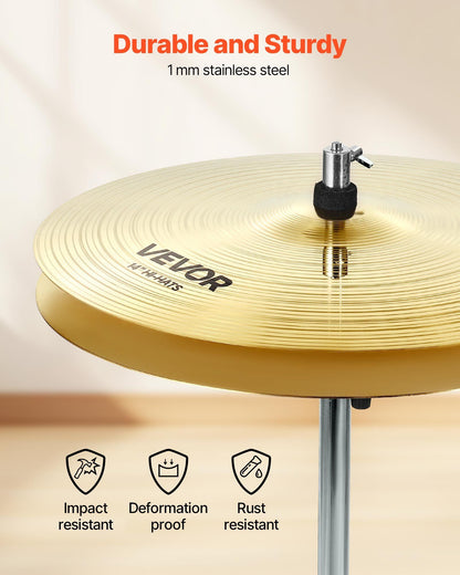 Cymbal Pack, 6 Pieces Cymbals for Drum Set, Alloy Cymbals Drum Set Includes 35.5 cm Hi-Hats, 40 cm Crash, 45.5 cm Crash, 50.5 cm Ride, 25.4 cm Splash, 40 cm China, Drumsticks & Cymbal Bag