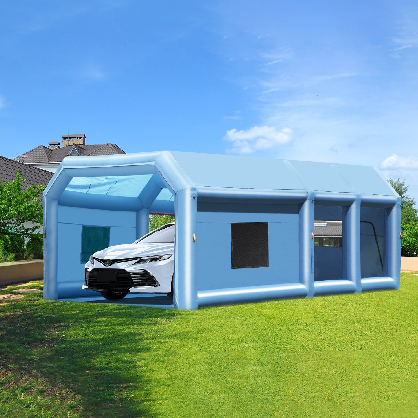 Inflatable Paint Booth 23x13.1x9ft Inflatable Spray Booth 750W+480W Blower
