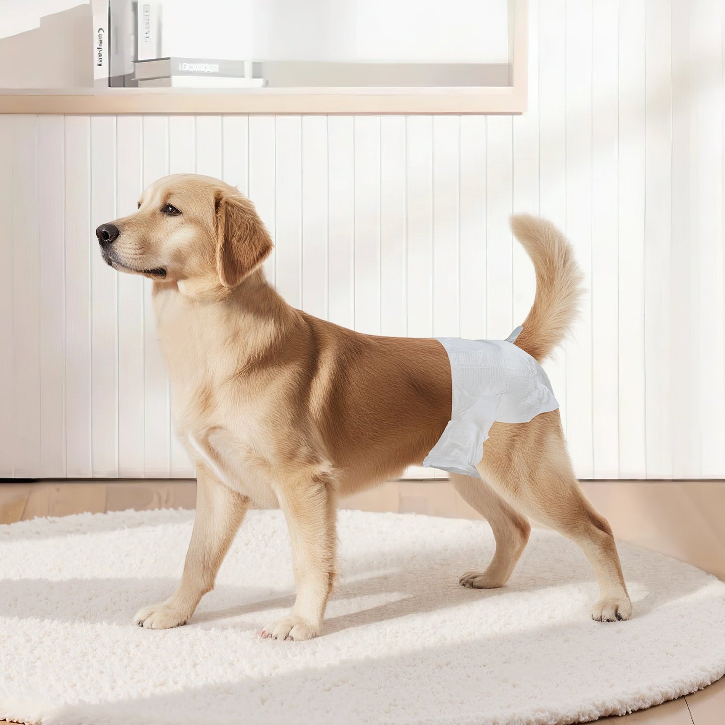 Disposable Dog Diapers, Super Absorbent Female Dog Diapers, 360° Leak-Proof Female Doggy Pet Diaper with Wetness Indicator for Heat Period, Training, Incontinence - M, 96 Count (2 Packs of 48)
