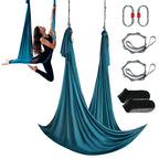 Aerial Yoga Hammock & Swing, 5 m Length Aerial Yoga Starter Kit with 100gsm Nylon Fabric, Full Rigging Hardware & Easy Set-up Guide, Antigravity Flying for All Levels Fitness Bodybuilding, Green