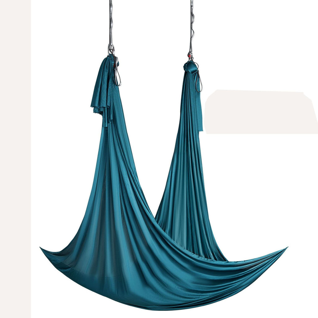 Aerial Yoga Hammock & Swing, 5 m Length Aerial Yoga Starter Kit with 100gsm Nylon Fabric, Full Rigging Hardware & Easy Set-up Guide, Antigravity Flying for All Levels Fitness Bodybuilding, Green