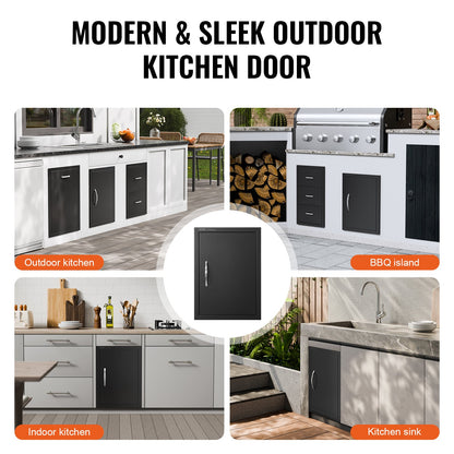 VEVOR BBQ Access Door, 415x570 mm Single Outdoor Kitchen Door, Cold Plate Flush Mount Door, Wall Vertical Door with Handle, for BBQ Island, Grilling Station, Outside Cabinet