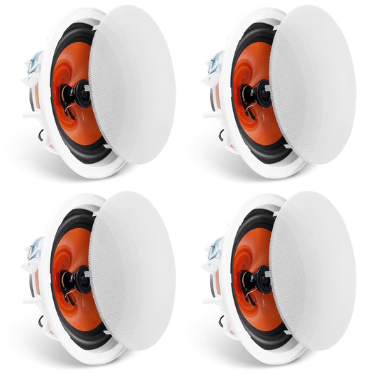 VEVOR 4 PCs 203.2 mm in Ceiling Speakers, 100-Watts, Flush Mount Ceiling & in-Wall Speakers System with 8ΩImpedance 89dB Sensitivity, for Home Kitchen Living Room Bedroom or Covered Outdoor Porches