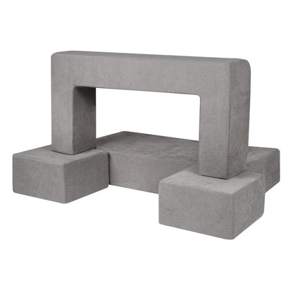 VEVOR Modular Kids Play Couch 4Pcs DIY Creative Child Sectional Sofa Dark Grey