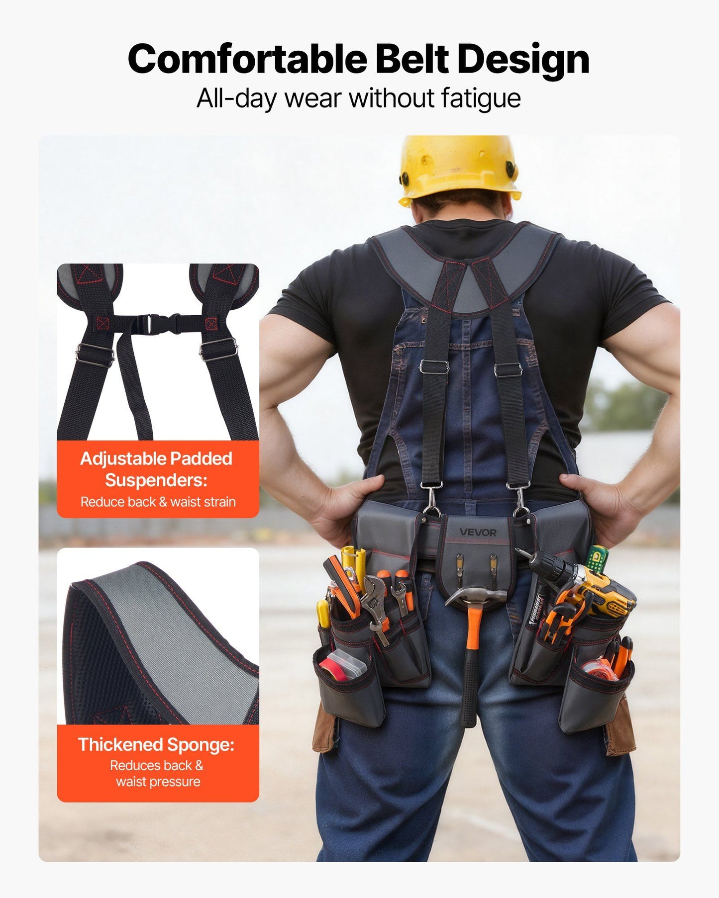 Tool Belt, 22 Pockets Tool Pouch with Suspenders for Men, Heavy Duty Adjustable Utility Belt Bag Suspenders for Electrician, Carpenter, Construction, Work Apron Organizer Waist Adjust 81-173 cm