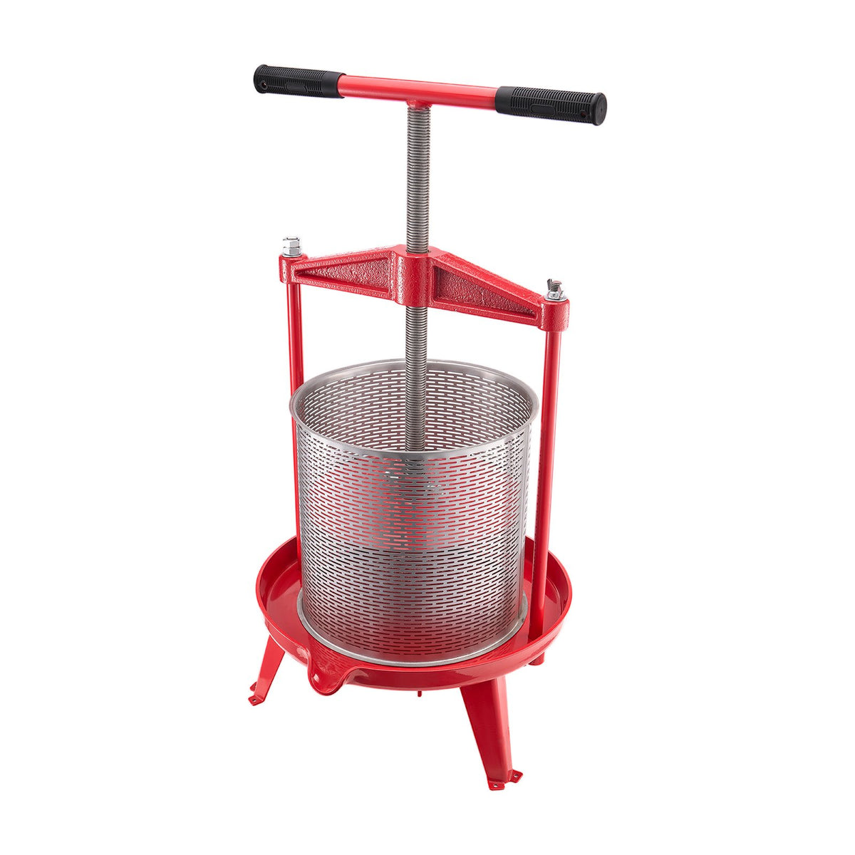 VEVOR 3.69 Gal/14L Fruit Wine Press, Stainless Steel Basket with Cross-beam and Triangular Structure, Manual Juice Maker, Cider Apple Grape Tincture Making Press with T-Handle for Kitchen Home