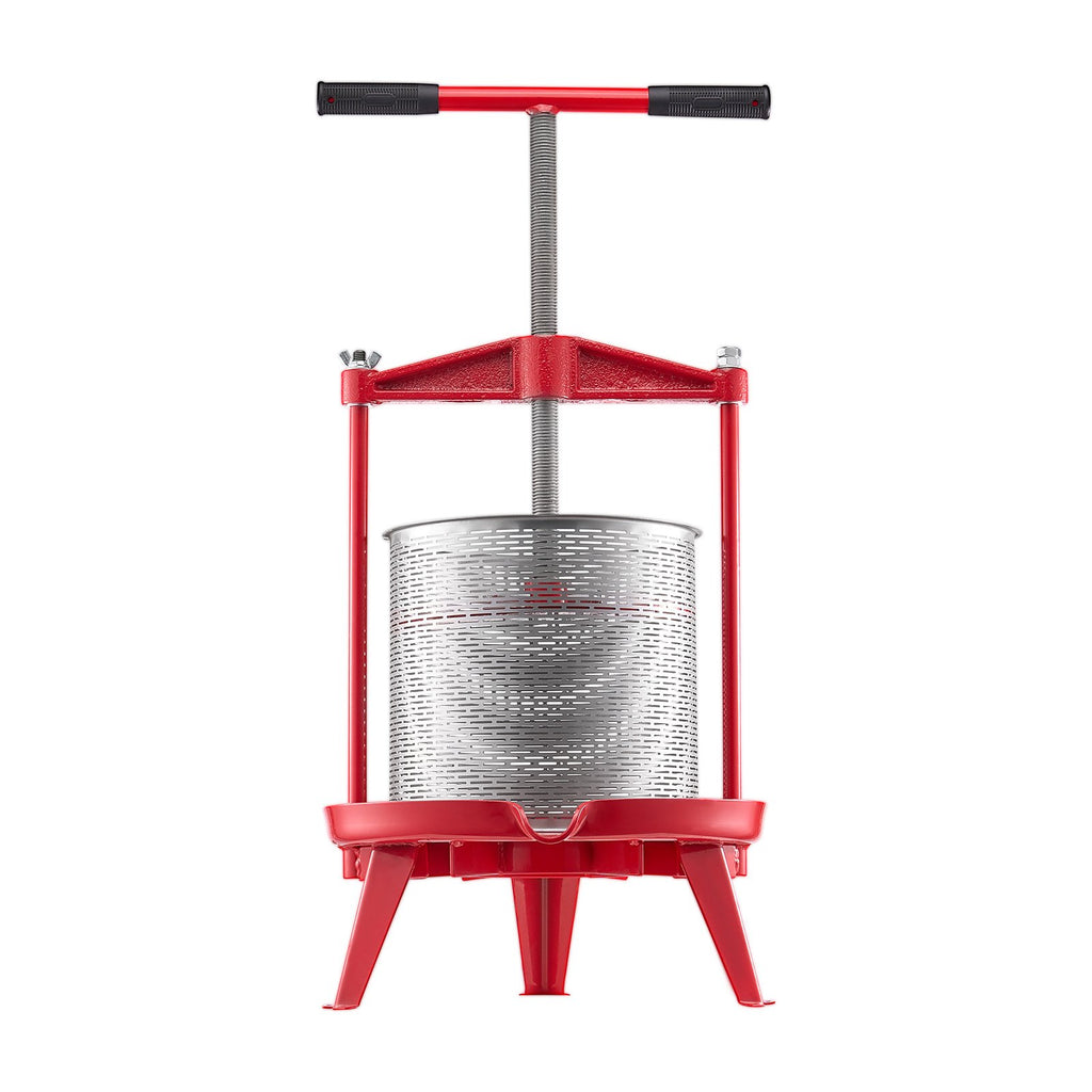 VEVOR 3.69 Gal/14L Fruit Wine Press, Stainless Steel Basket with Cross-beam and Triangular Structure, Manual Juice Maker, Cider Apple Grape Tincture Making Press with T-Handle for Kitchen Home