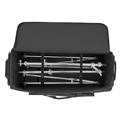 Drum Hardware Bag with Wheels, 1680D, Drum Set Equipment Carry Bag, Carrying Case with Sturdy Handle, Durable Zipper, Smooth PVC Wheels, Multiple Pockets, for Hardware and Stand Accessory, Black