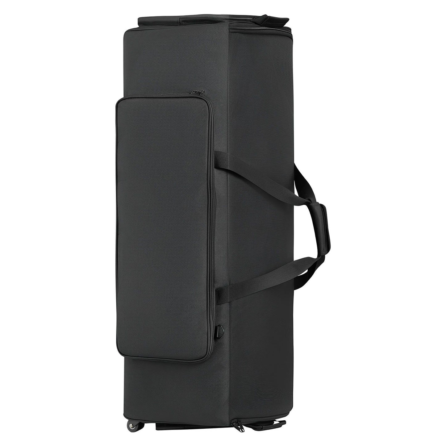 Drum Hardware Bag with Wheels, 1680D, Drum Set Equipment Carry Bag, Carrying Case with Sturdy Handle, Durable Zipper, Smooth PVC Wheels, Multiple Pockets, for Hardware and Stand Accessory, Black