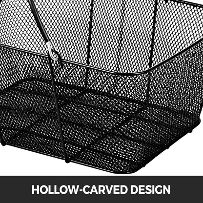 VEVOR Shopping Baskets with Handles, 12PCS, Black Metal Shopping Basket, Portable Wire Shopping Basket, Black Wire Mesh shopping Basket Set for Supermarkets, Retail Stores, Grocery Shopping, Black