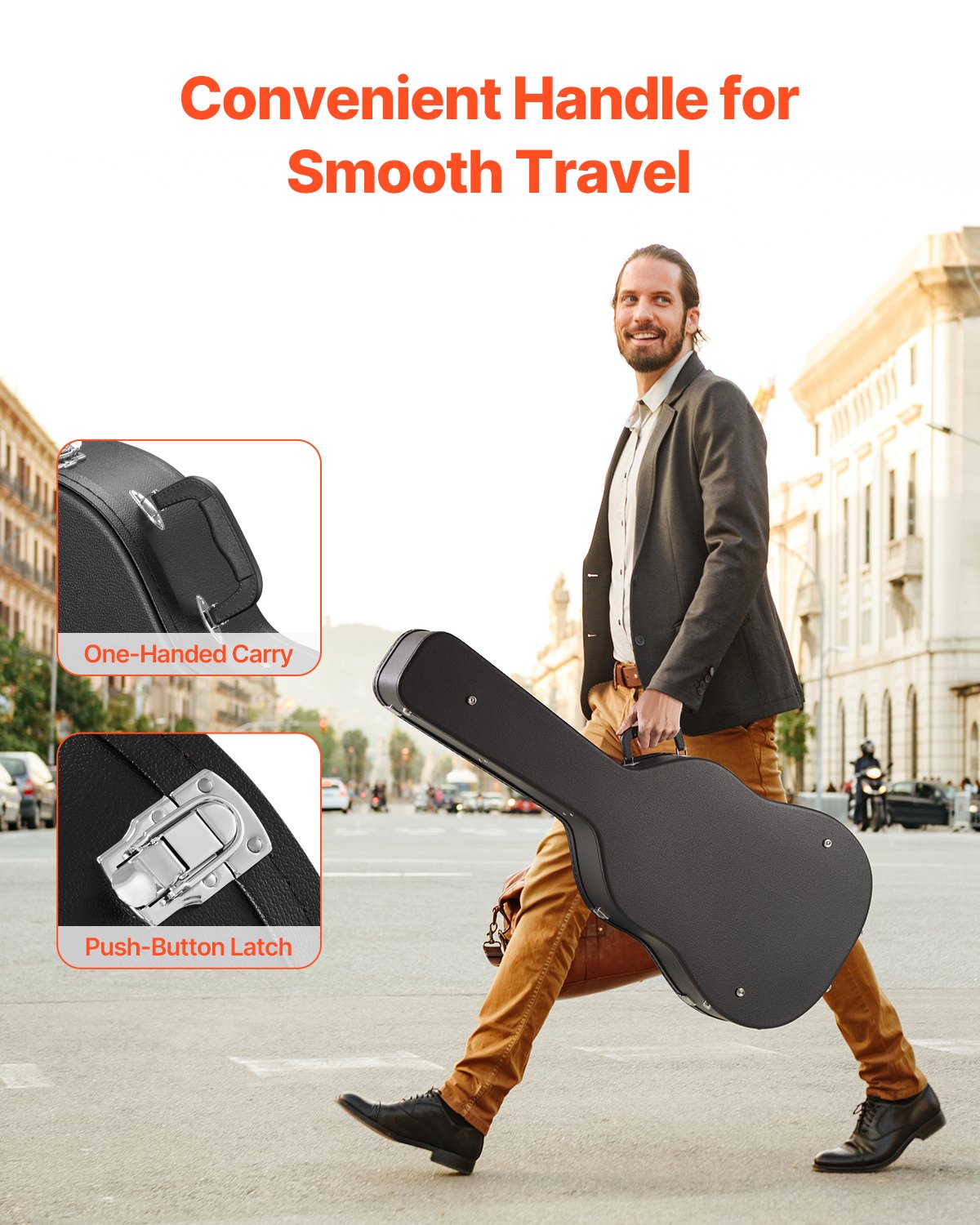 Acoustic Guitar Hard Case 1100 mm With Lock Key And for Acoustic Guitar