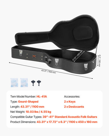 Acoustic Guitar Hard Case 1100 mm With Lock Key And for Acoustic Guitar