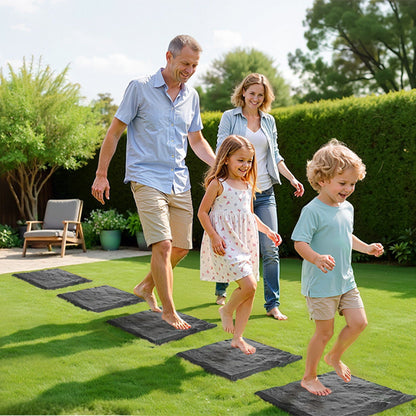 Garden Stepping Stones, 4Pcs 39.5x39.5 cm Decorative Stepping Stones with Stakes, Weather-Resistant Plastic Pathway Pavers, Smooth Surface, Outdoor Walkway for Lawn Patio Landscape, Grey