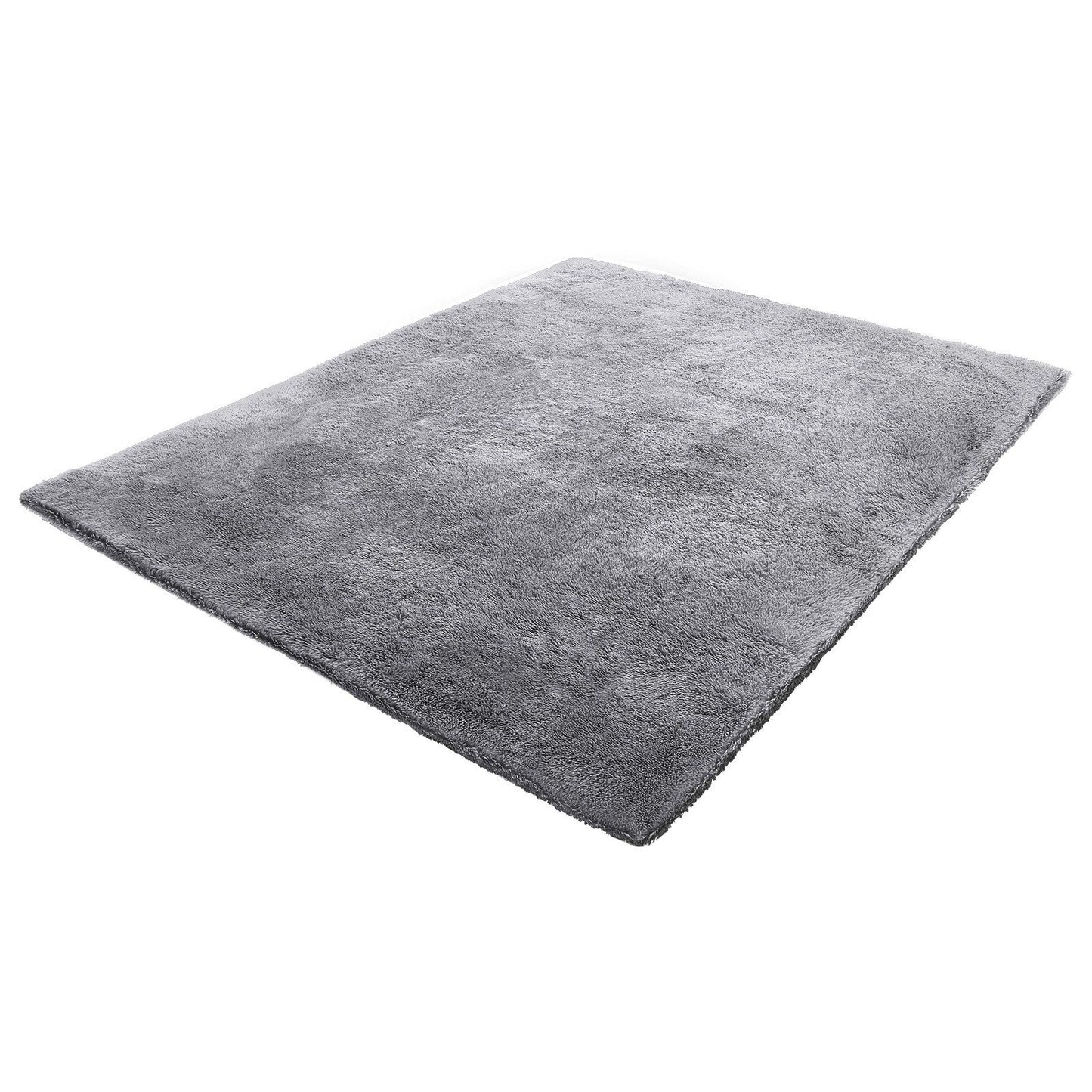 Indoor Plush Area Rugs, 2.44 x 3.05m Soft Plush Carpet, Furry Shag Area Rugs for Living Room, Bedroom, Sunroom, Modern Home Decor Aesthetic, Non-Shedding, Non-Woven, Slip-Resistant, Smoke Gray