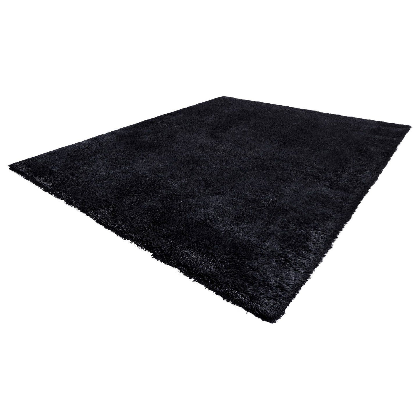 Indoor Plush Area Rugs, 2.44 x 3.05m Soft Plush Carpet, Furry Shag Area Rugs for Living Room, Bedroom, Sunroom, Modern Home Decor Aesthetic, Non-Shedding, Non-Woven, Slip-Resistant, Black