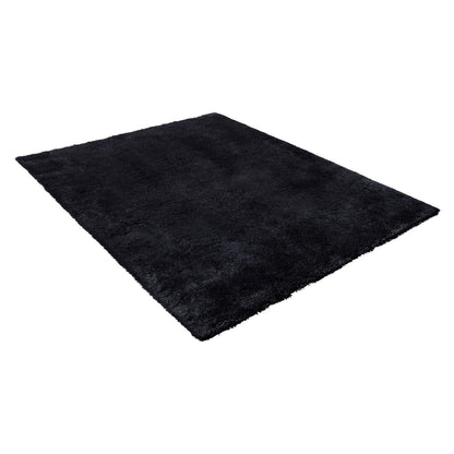 Indoor Plush Area Rugs, 2.44 x 3.05m Soft Plush Carpet, Furry Shag Area Rugs for Living Room, Bedroom, Sunroom, Modern Home Decor Aesthetic, Non-Shedding, Non-Woven, Slip-Resistant, Black
