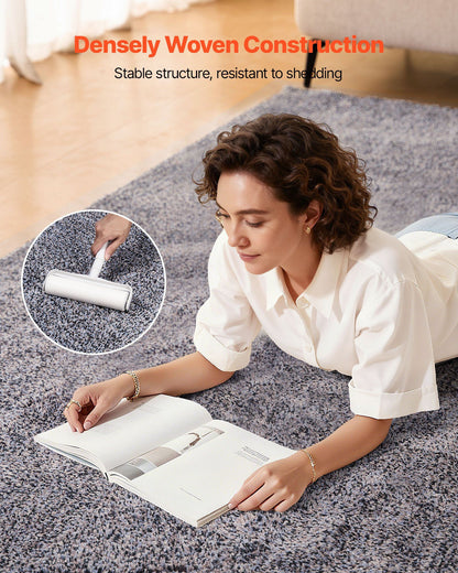 Indoor Plush Area Rugs, 2.44 x 3.05m Plush Carpet, Area Rugs Furry with Long Plushs Pile, Thick & Durable High-Pile Rug for High-Traffic Areas, Non-Shedding & Non-Slip Backing, Blue-Gray