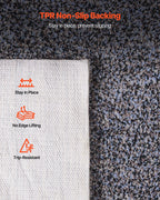Indoor Plush Area Rugs, 2.74 x 3.66 m Plush Carpet, Area Rugs Furry with Long Plushs Pile, Thick & Durable High-Pile Rug for High-Traffic Areas, Non-Shedding & Non-Slip Backing, Blue-Gray