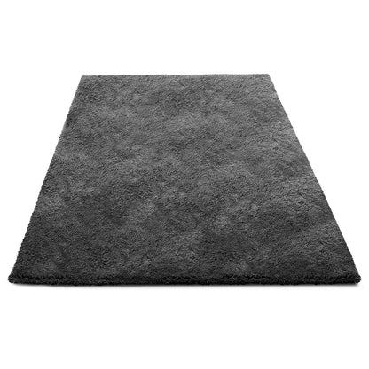 Indoor Plush Area Rugs, 1.52 x 2.44 m Soft Plush Carpet, Furry Shag Area Rugs for Living Room, Bedroom, Sunroom, Modern Home Decor Aesthetic, Non-Shedding, Non-Woven, Slip-Resistant, Dark Gray