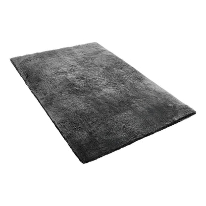 Indoor Plush Area Rugs, 1.52 x 2.44 m Soft Plush Carpet, Furry Shag Area Rugs for Living Room, Bedroom, Sunroom, Modern Home Decor Aesthetic, Non-Shedding, Non-Woven, Slip-Resistant, Dark Gray
