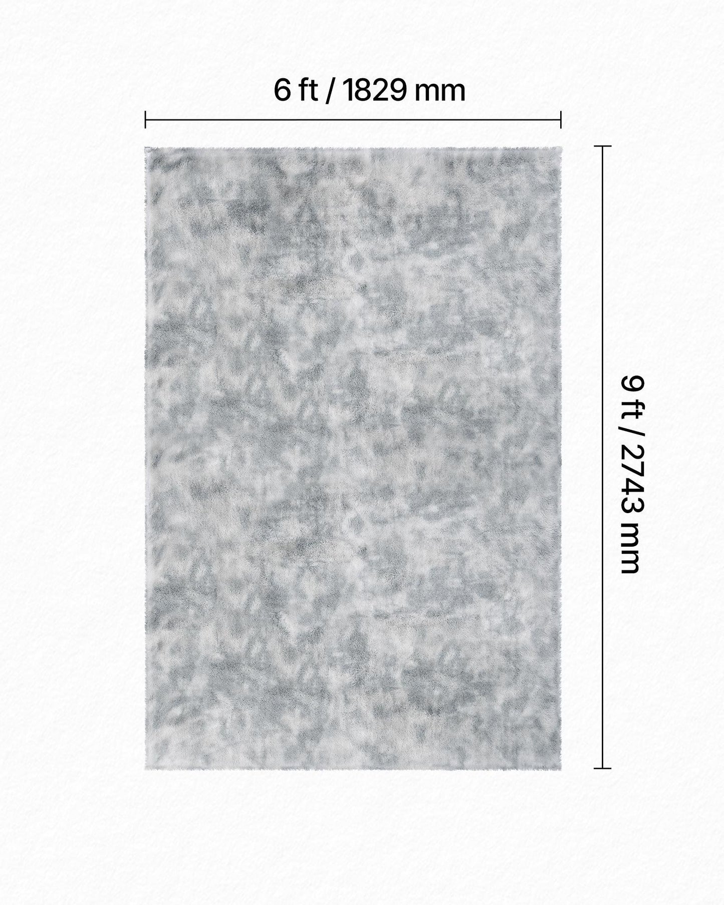 Indoor Plush Area Rugs, 1.83x2.74 m Soft Plush Carpet, FFurry Shag Area Rugs for Living Room, Bedroom, Modern Home Decor Aesthetic Long-Pile Rug, Non-Shedding, Slip-Resistant, Tie-Dye Light Gray