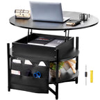 Lift Top Coffee Table 35.3" Round Coffee Table for Living Room Black