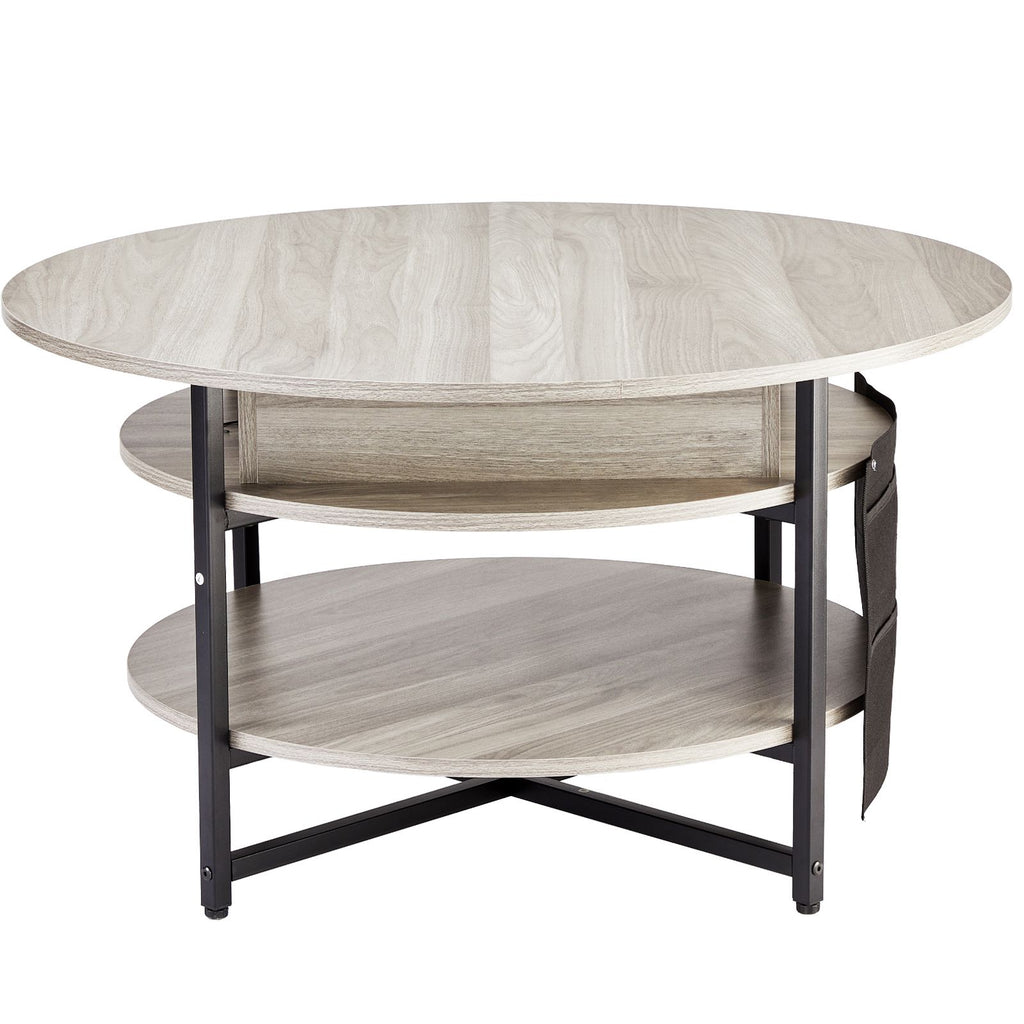 Lift Top Coffee Table 35.3" Round Coffee Table for Living Room White