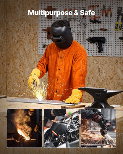Flame-Resistant Welding Jacket Heavy Duty Leather Welding Jacket L Size